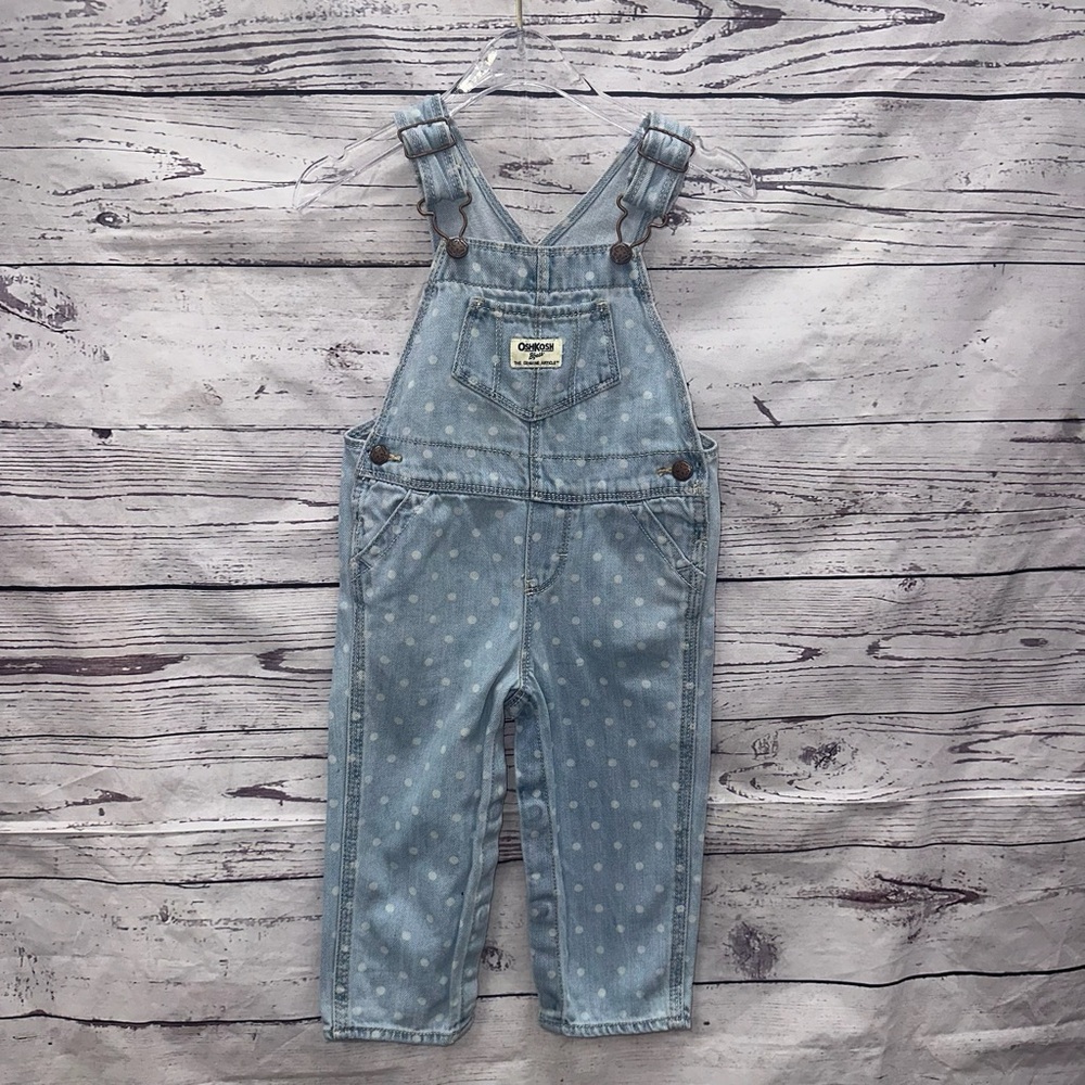 Oshkosh B’gosh Girls Polka Dot Overalls Size 18 Months